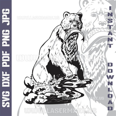 Fishing Bear SVG laser ready files - 3DWave.us